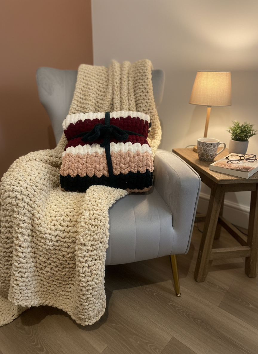 Handmade chunky knit blanket