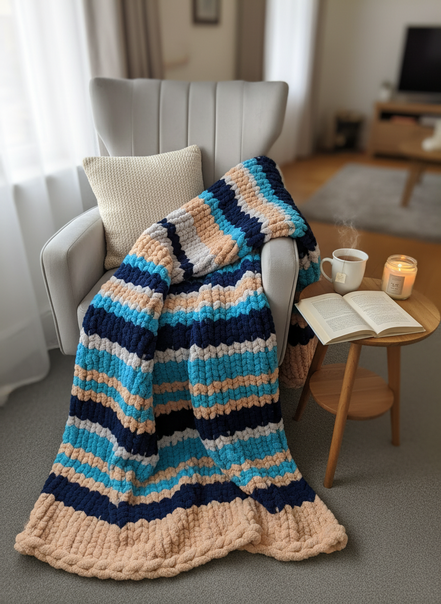 Handmade chunky knit blanket