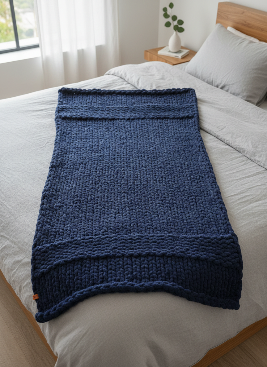 Handmade chunky knit blanket