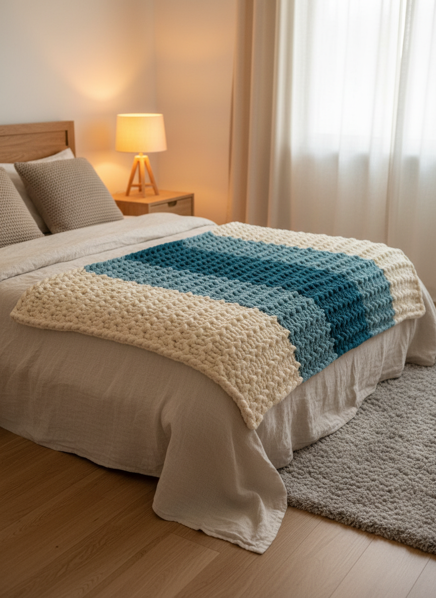 Handmade chunky knit blanket