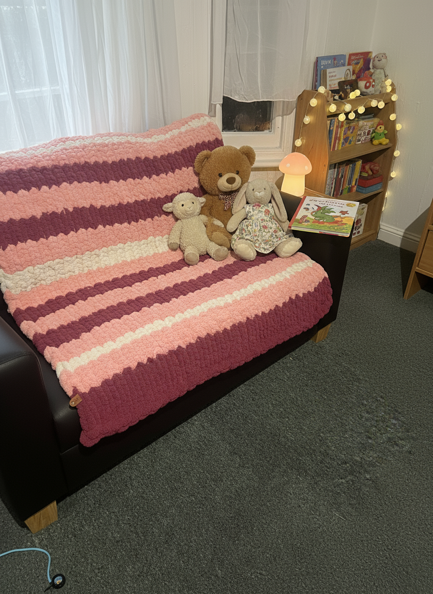 Handmade chunky knit children’s blanket 100x120cm
