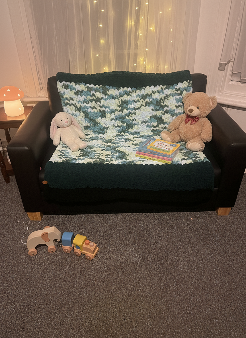 Handmade chunky knit children’s blanket 100x120cm