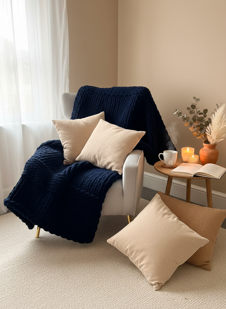 Handmade chunky knit blanket