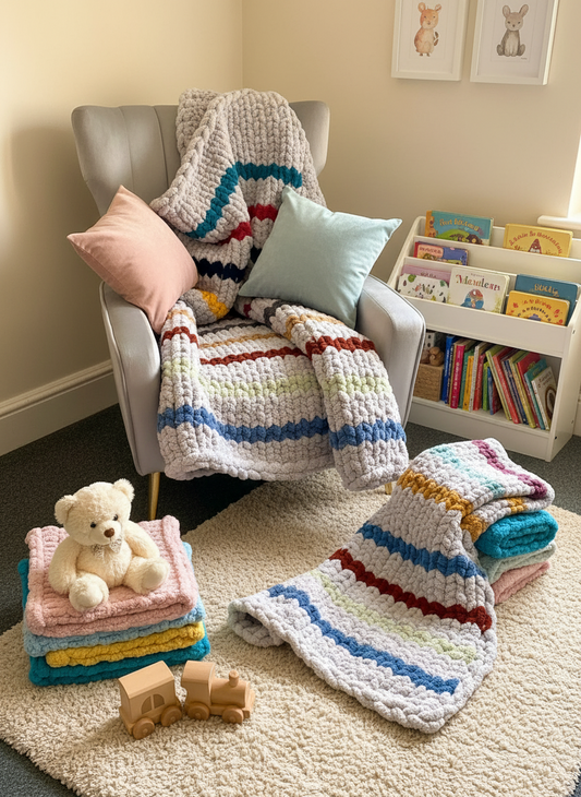 Handmade chunky knitting children’s blanket