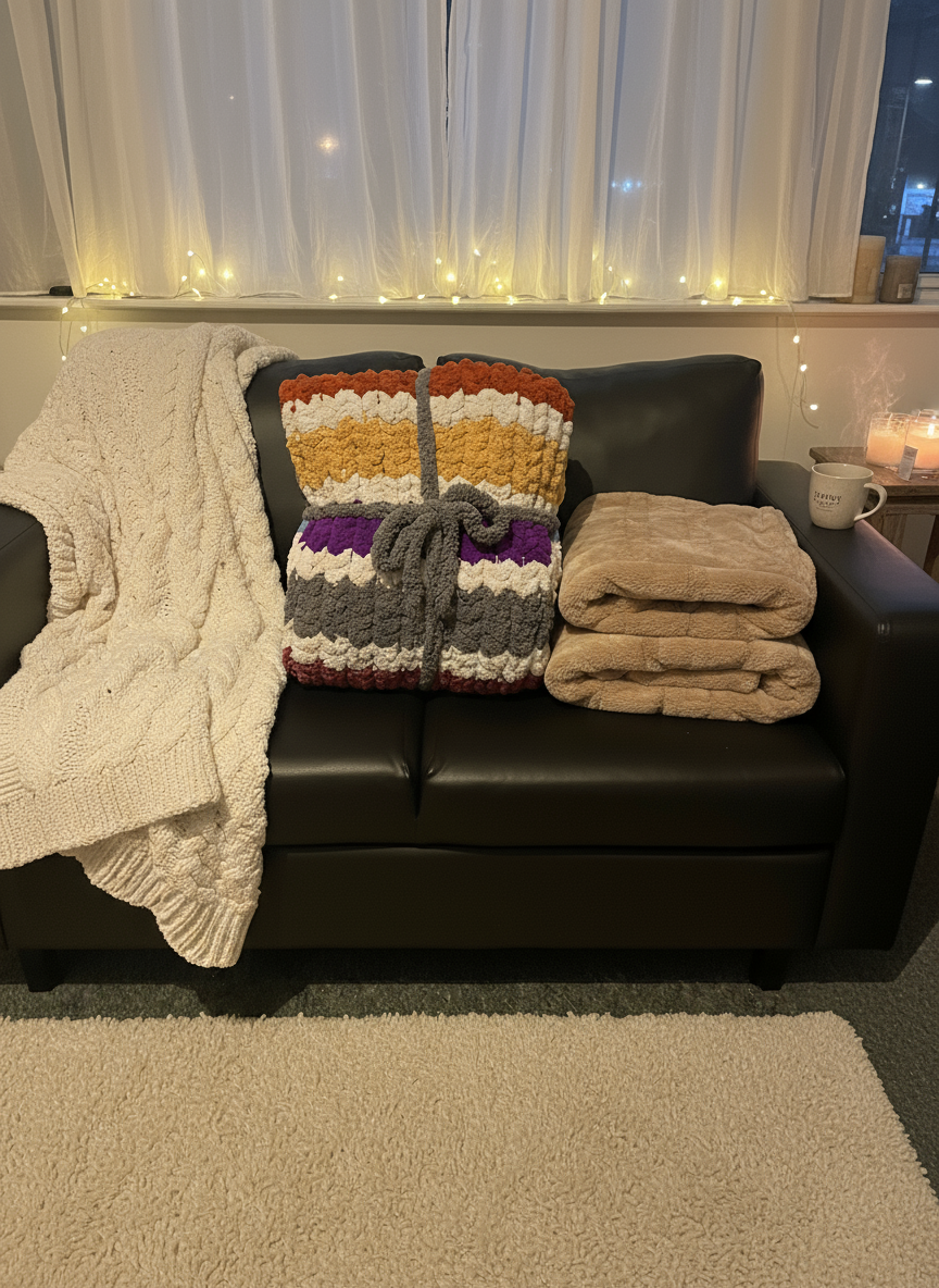 Handmade chunky knit blanket