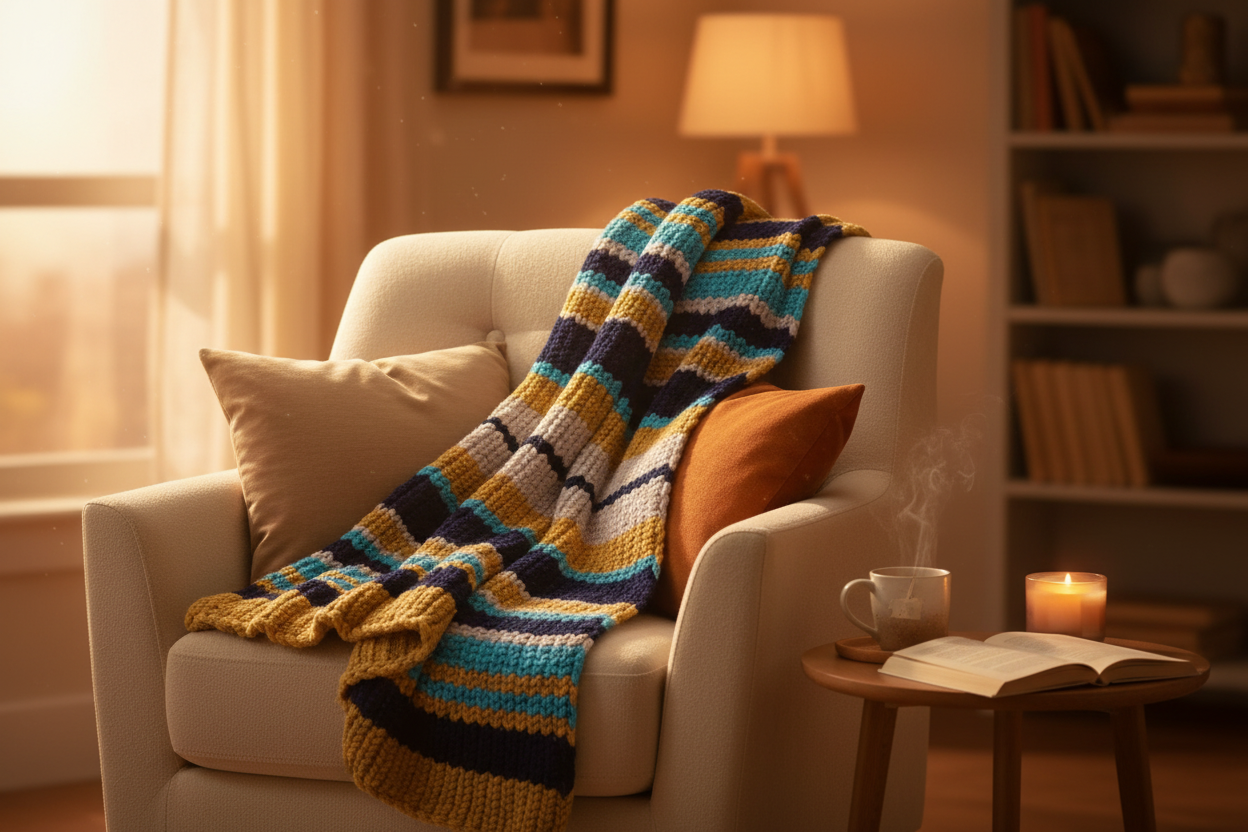 Handmade chunky knit blanket