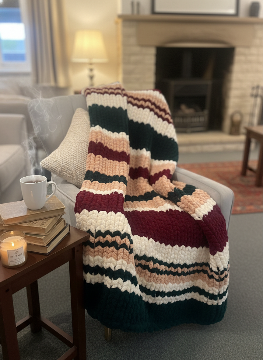 Handmade chunky knit blanket