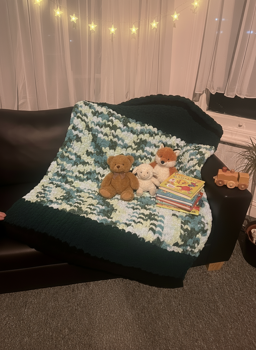 Handmade chunky knit children’s blanket 100x120cm