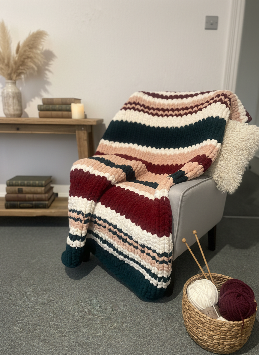 Handmade chunky knit blanket