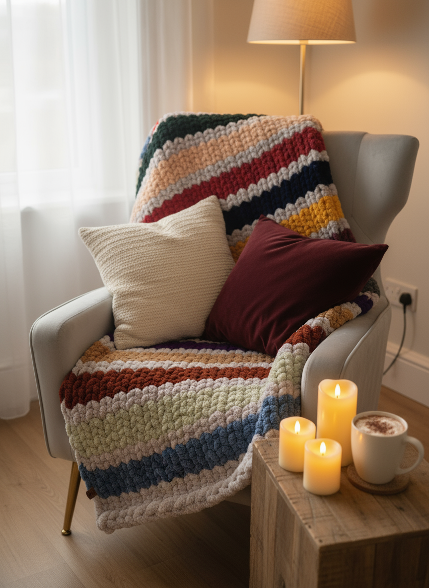 Handmade chunky knit blanket
