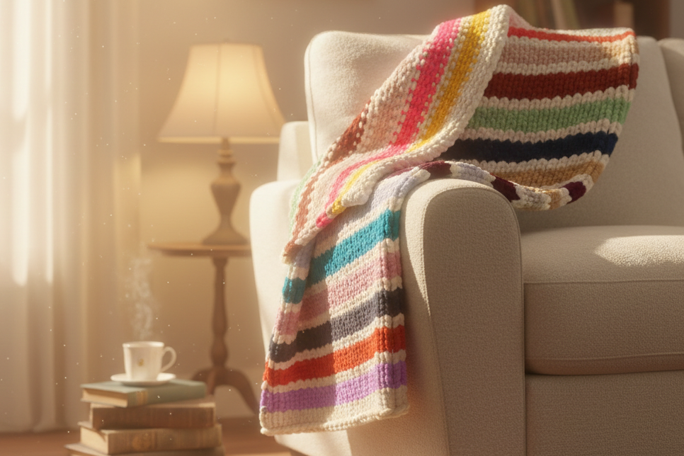 Handmade chunky knit blanket