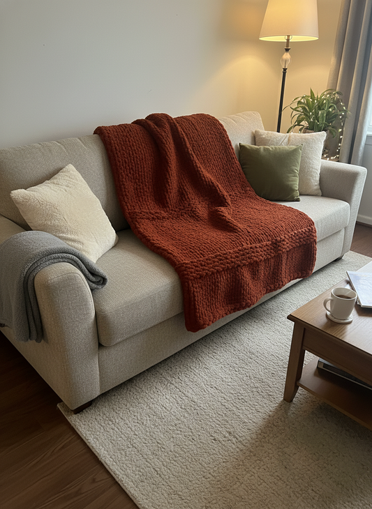 Handmade made chunky knit blanket