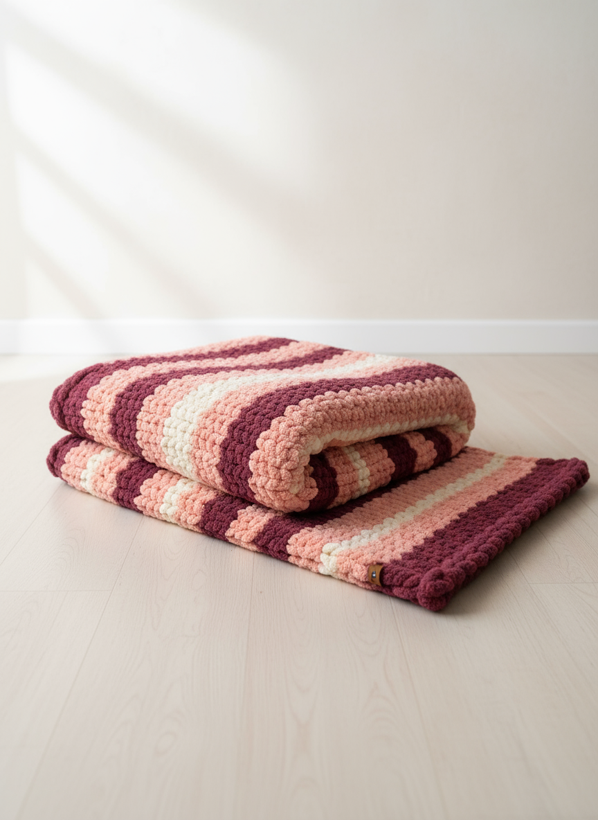 Handmade chunky knit children’s blanket 100x120cm