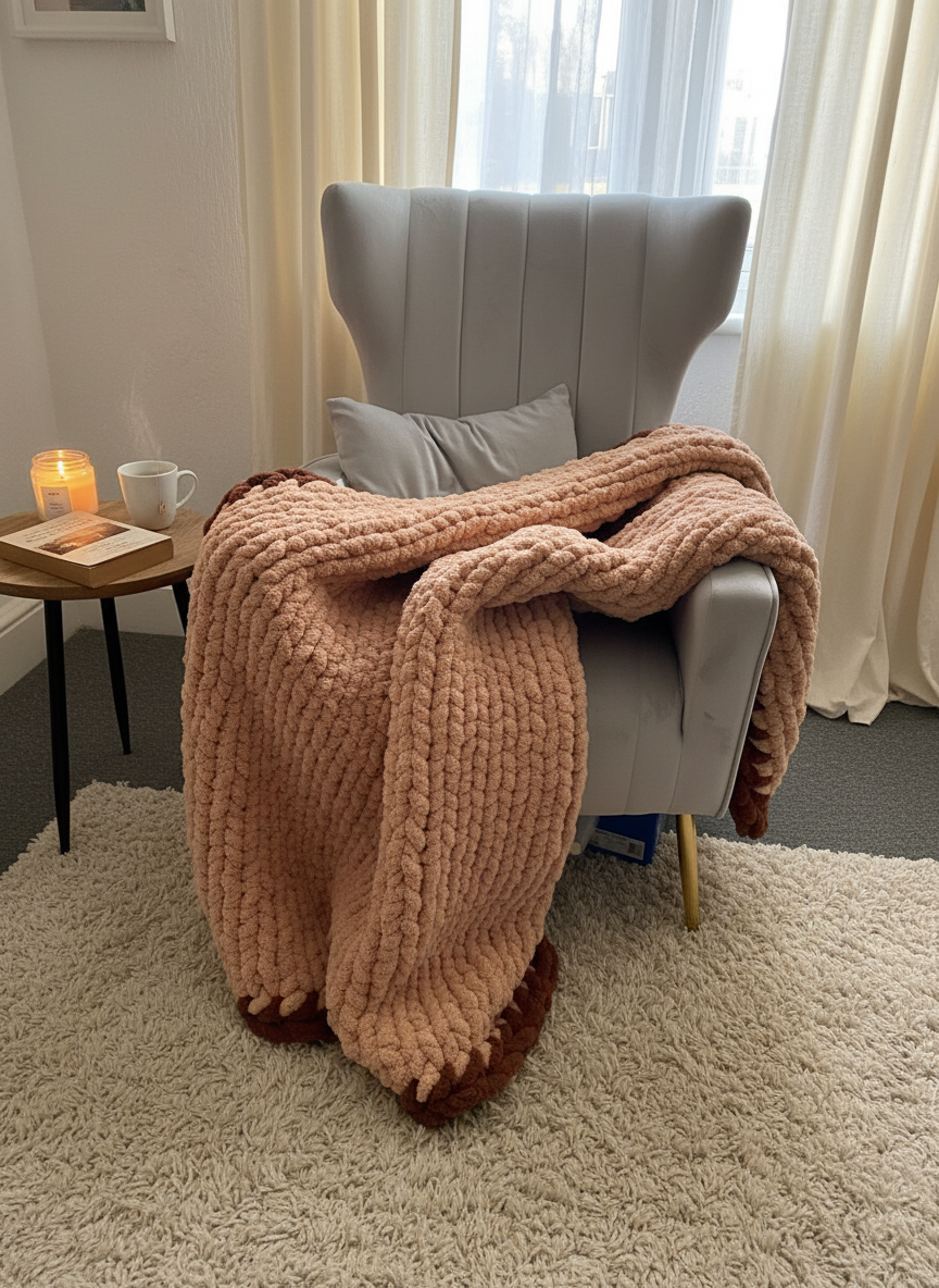Handmade chunky knit blanket