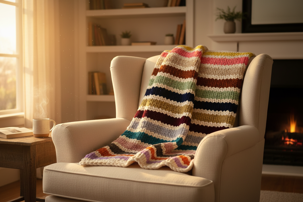 Handmade chunky knit blanket