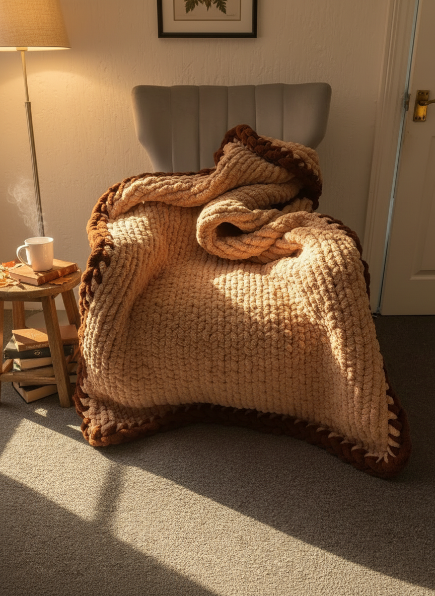 Handmade chunky knit blanket