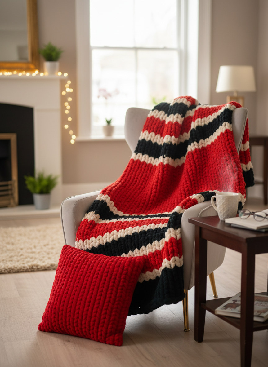 Handmade chunky knit blanket