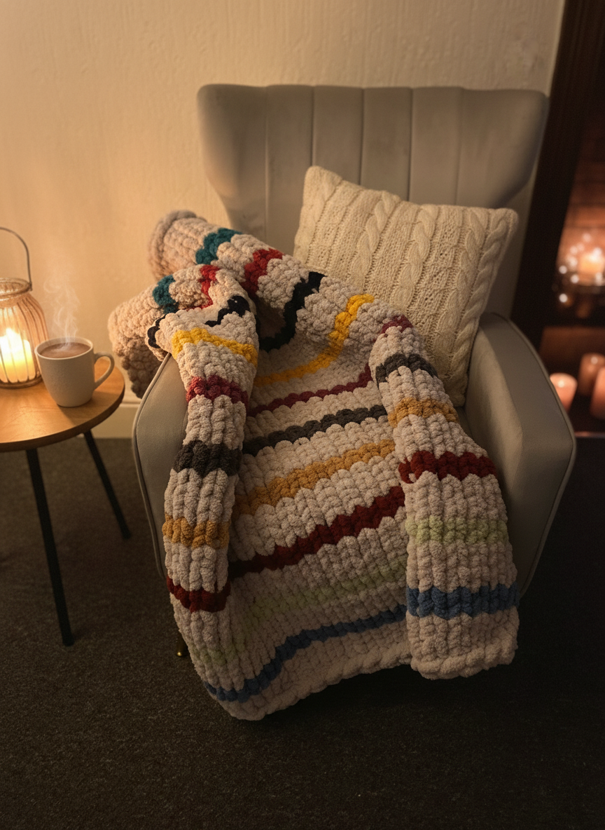 Handmade chunky knitting children’s blanket