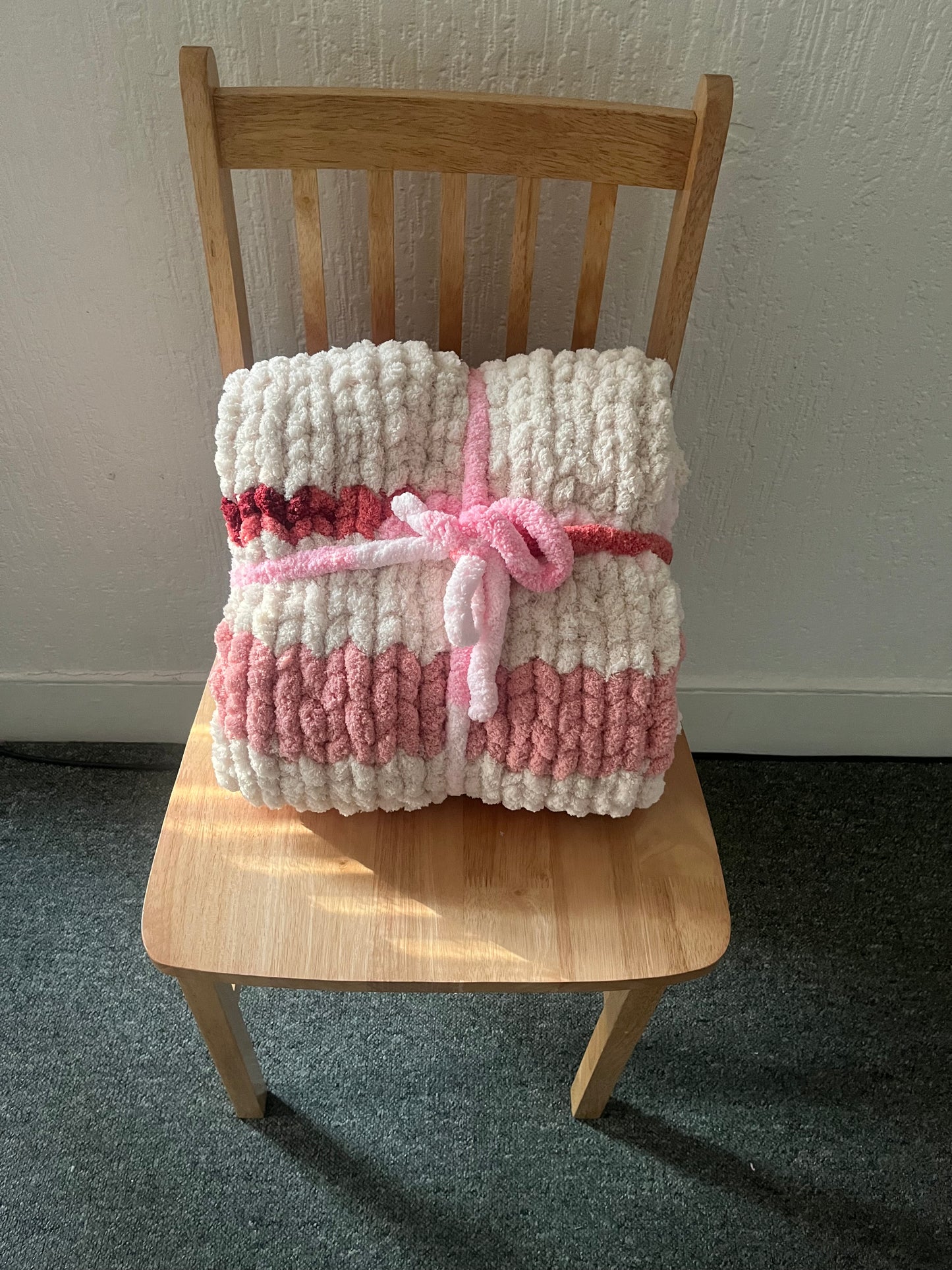 Handmade chunky knit toddler blanket