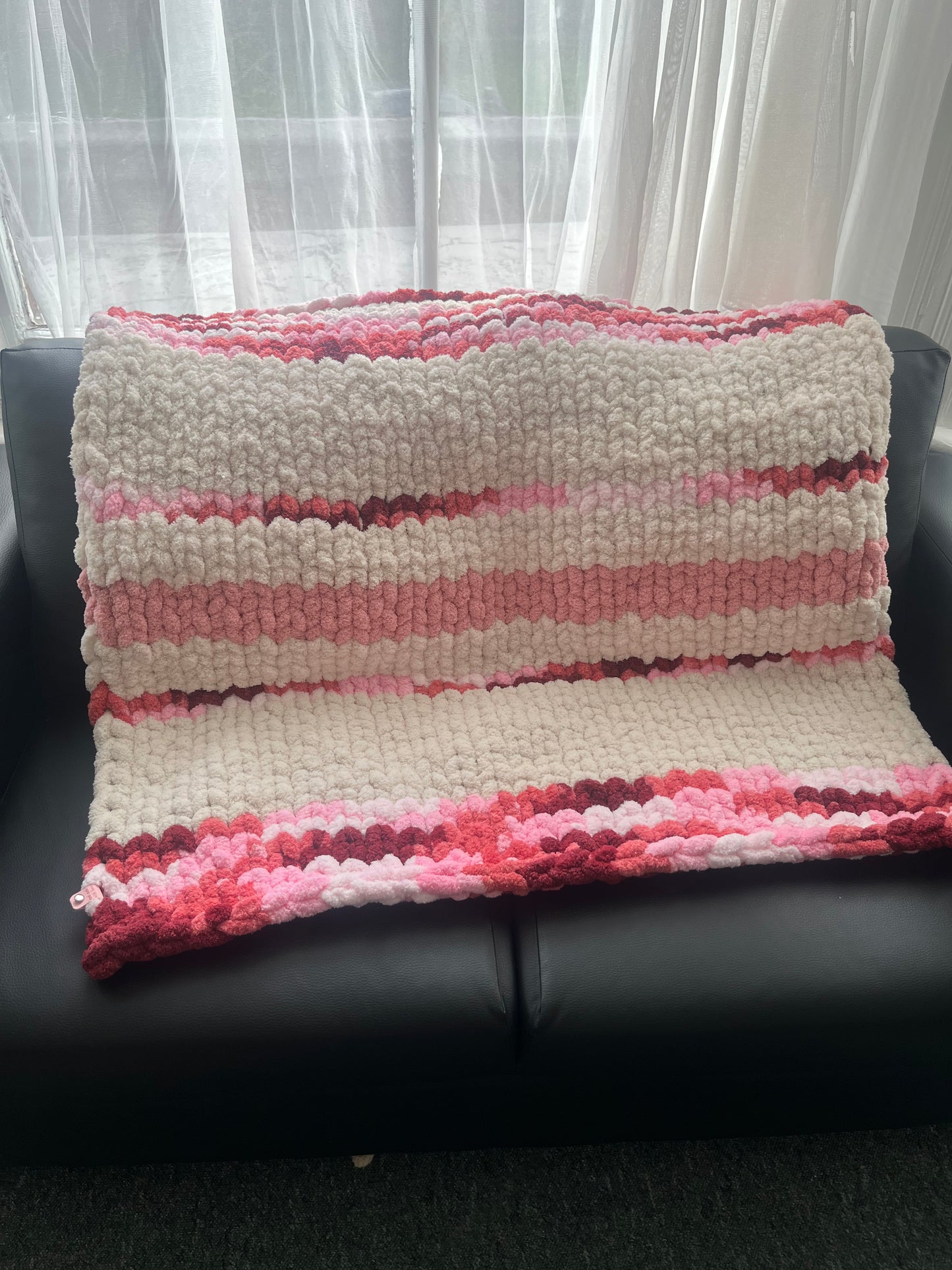 Handmade chunky knit toddler blanket